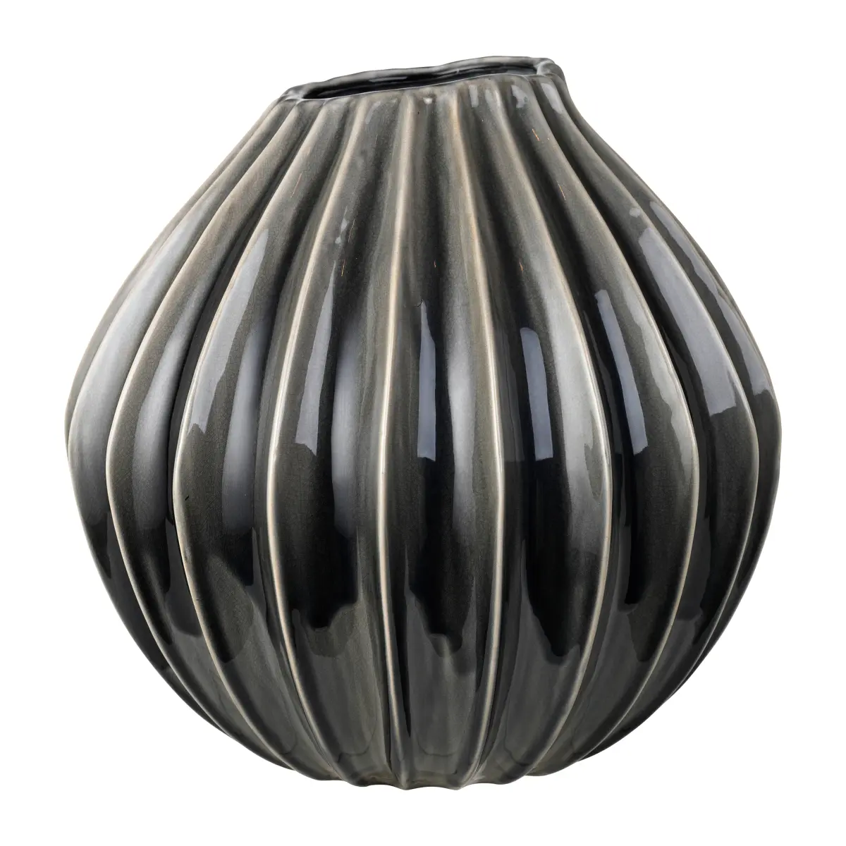 Wide vase smoked pearl, 40 cm