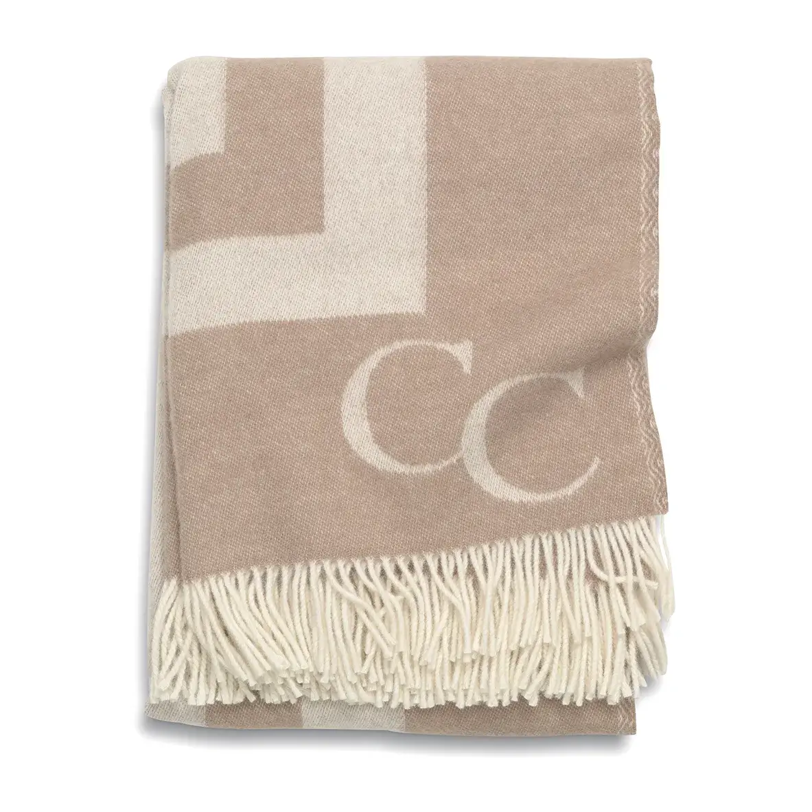 Monogram ullpledd 130x200 cm, Beige