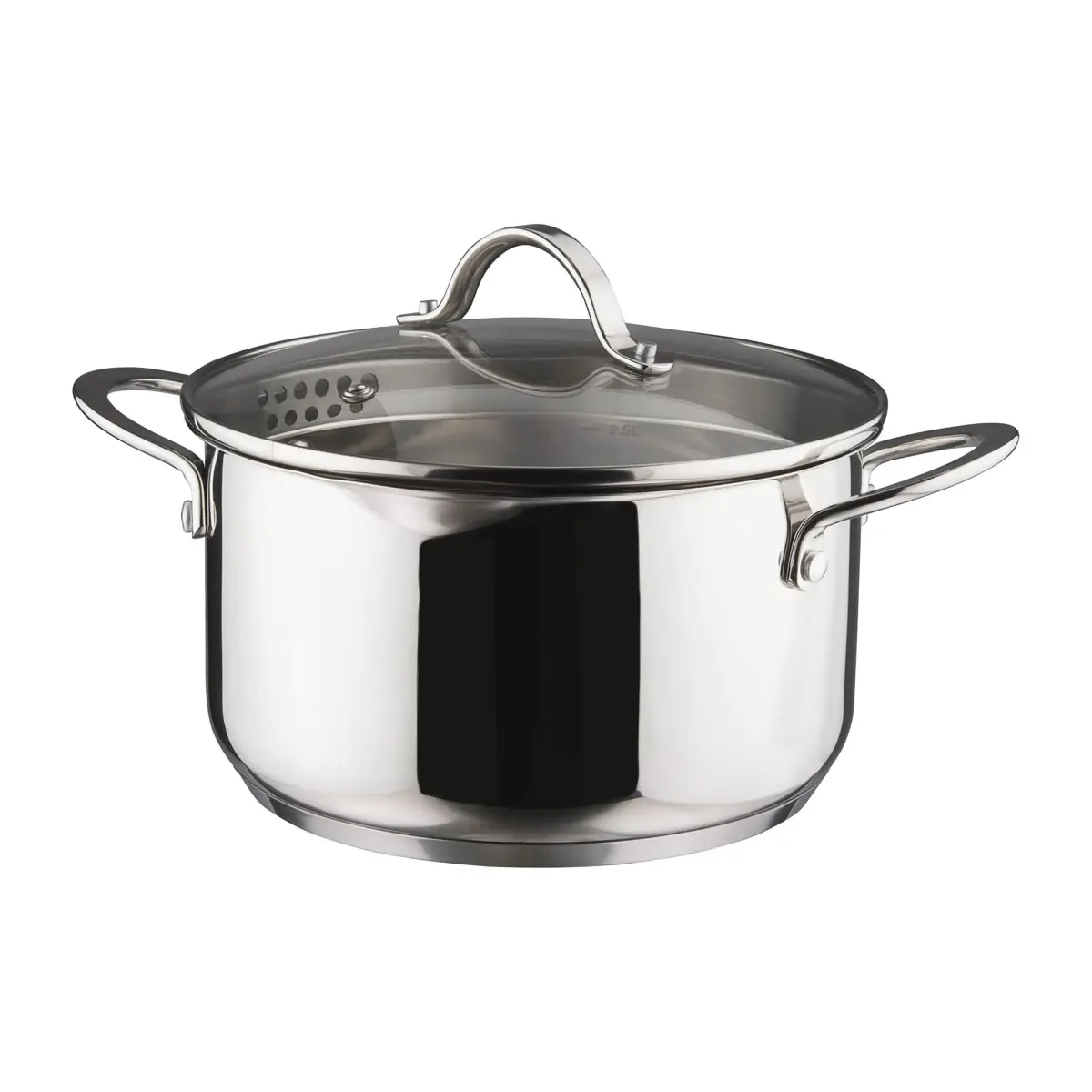 Kosmo gryte med glasslokk 22 cm 3 L, Rustfritt stål