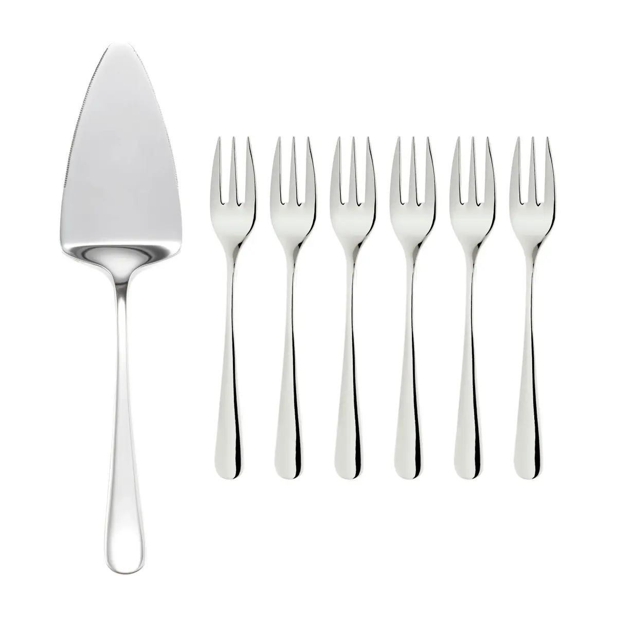 Sallie serveringssett kakegaffel 6 stk. og kakespade, Rustfritt stål