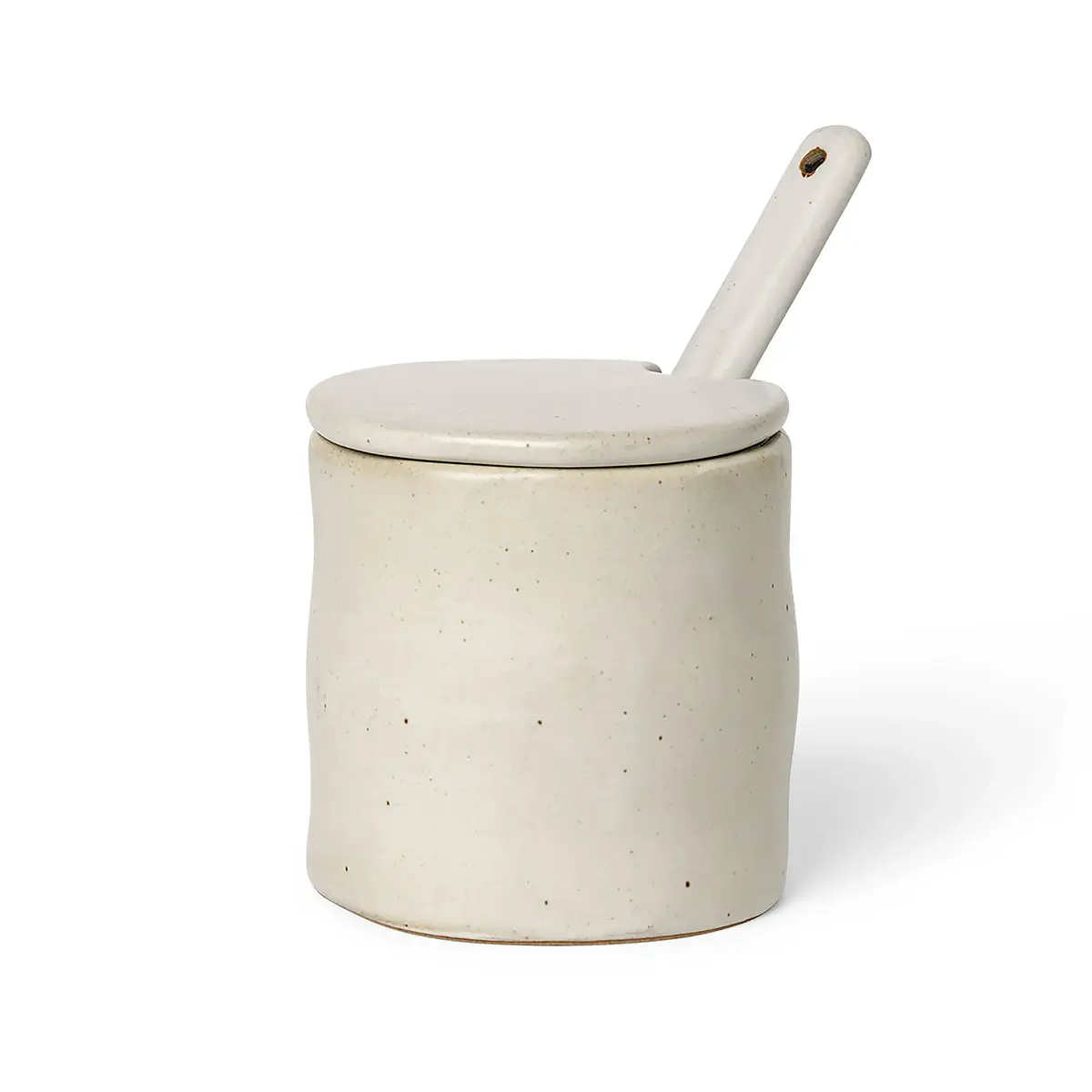 Flow syltetøykrukke med skje, Off-white speckle