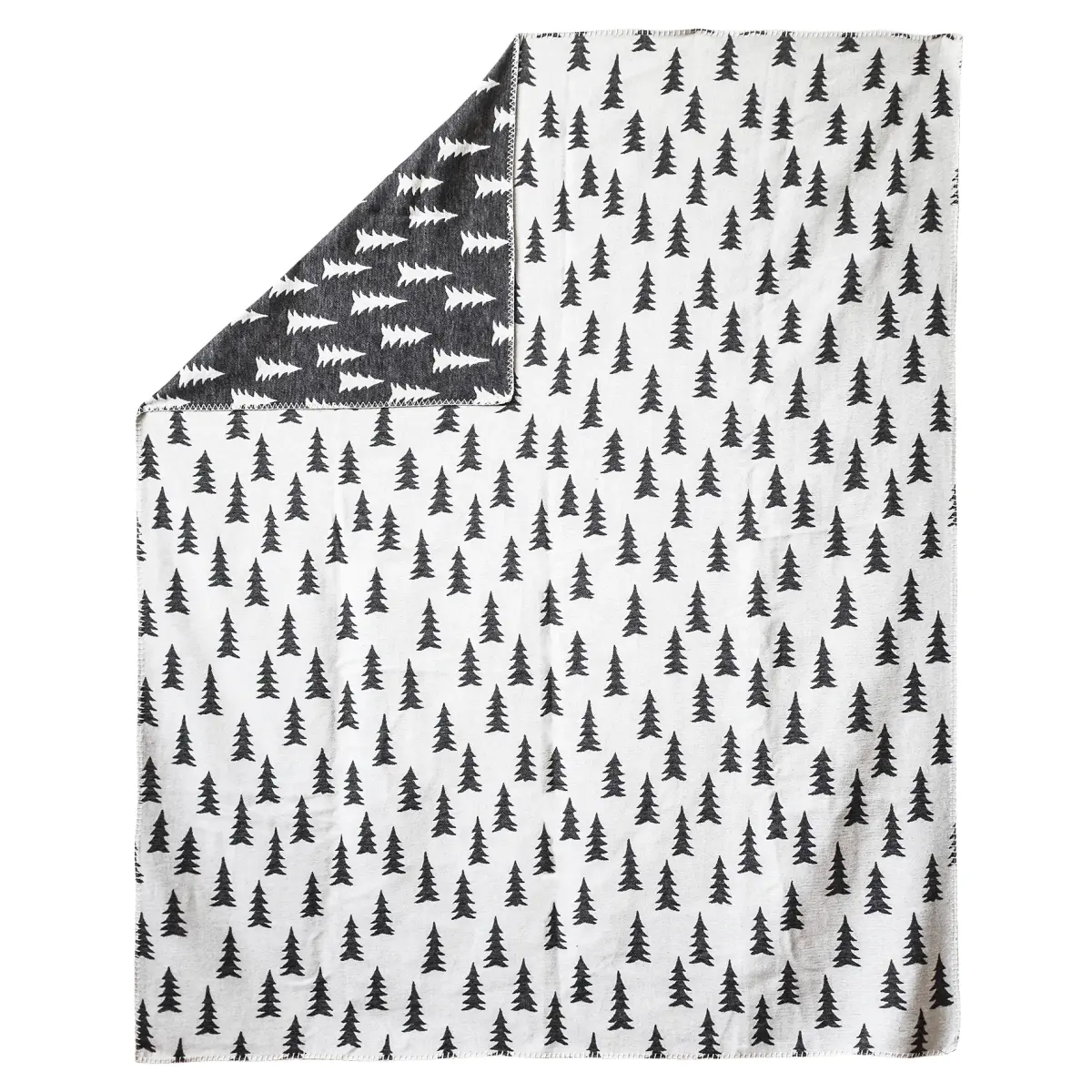 Gran vevd pledd 140x180 cm, Svart-hvit