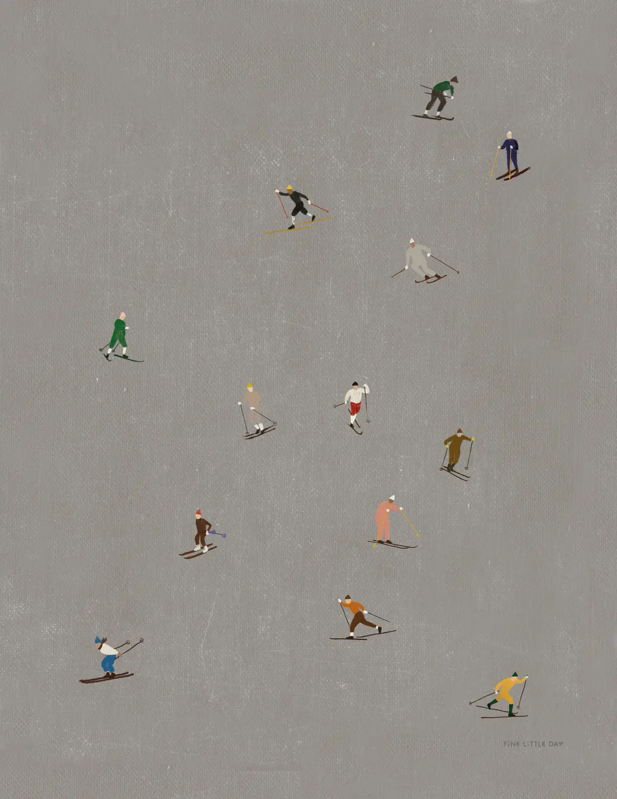 Skiers poster 40x50 cm, Grå