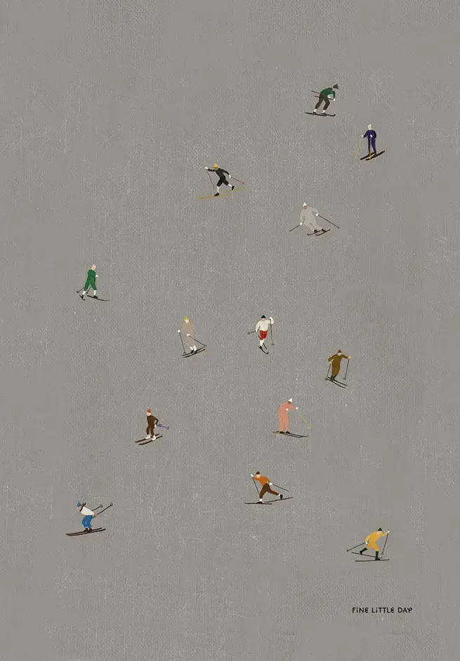 Skiers poster 50x70 cm, Grå