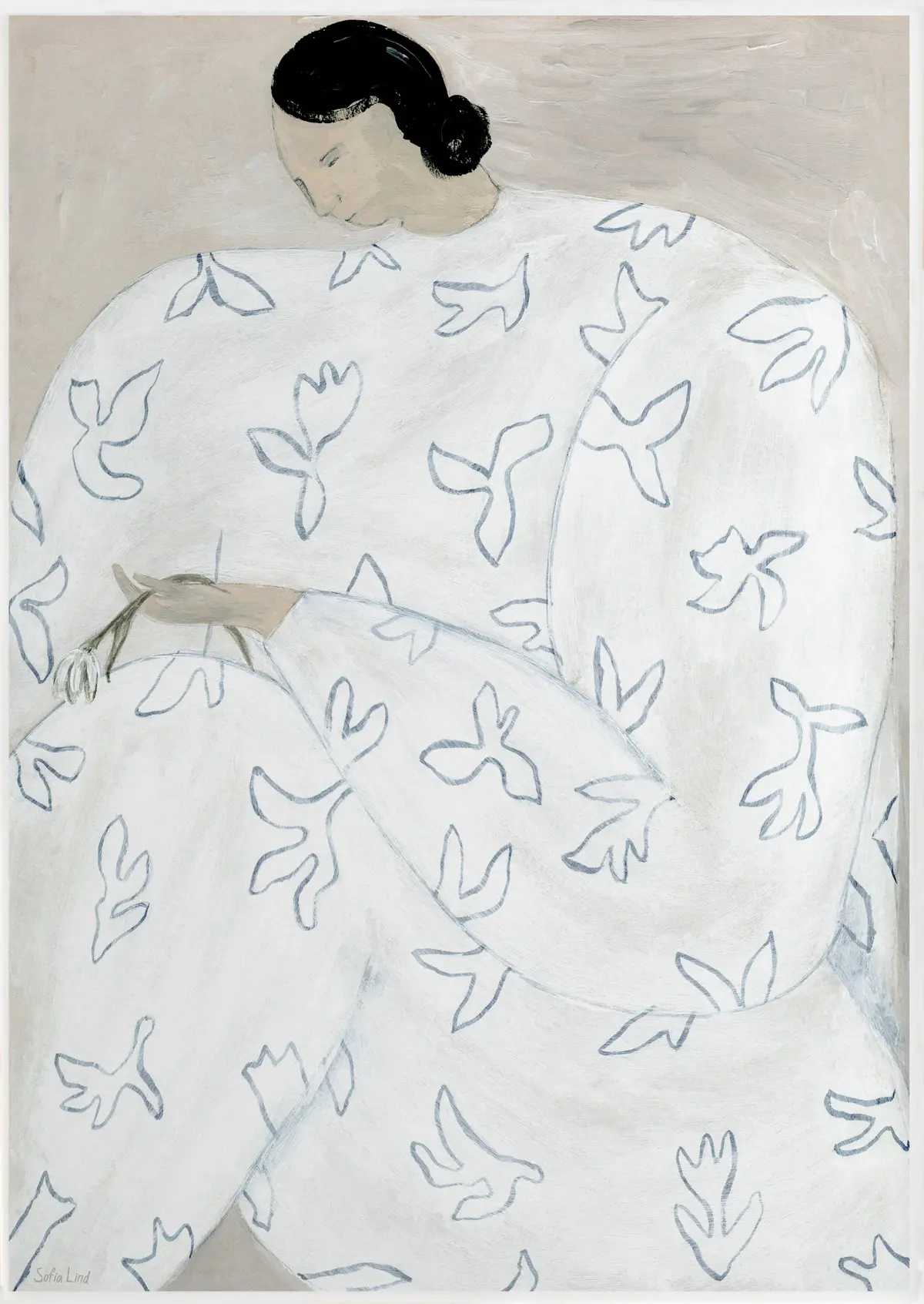 White Flower plakat 50 x 70 cm, Nude