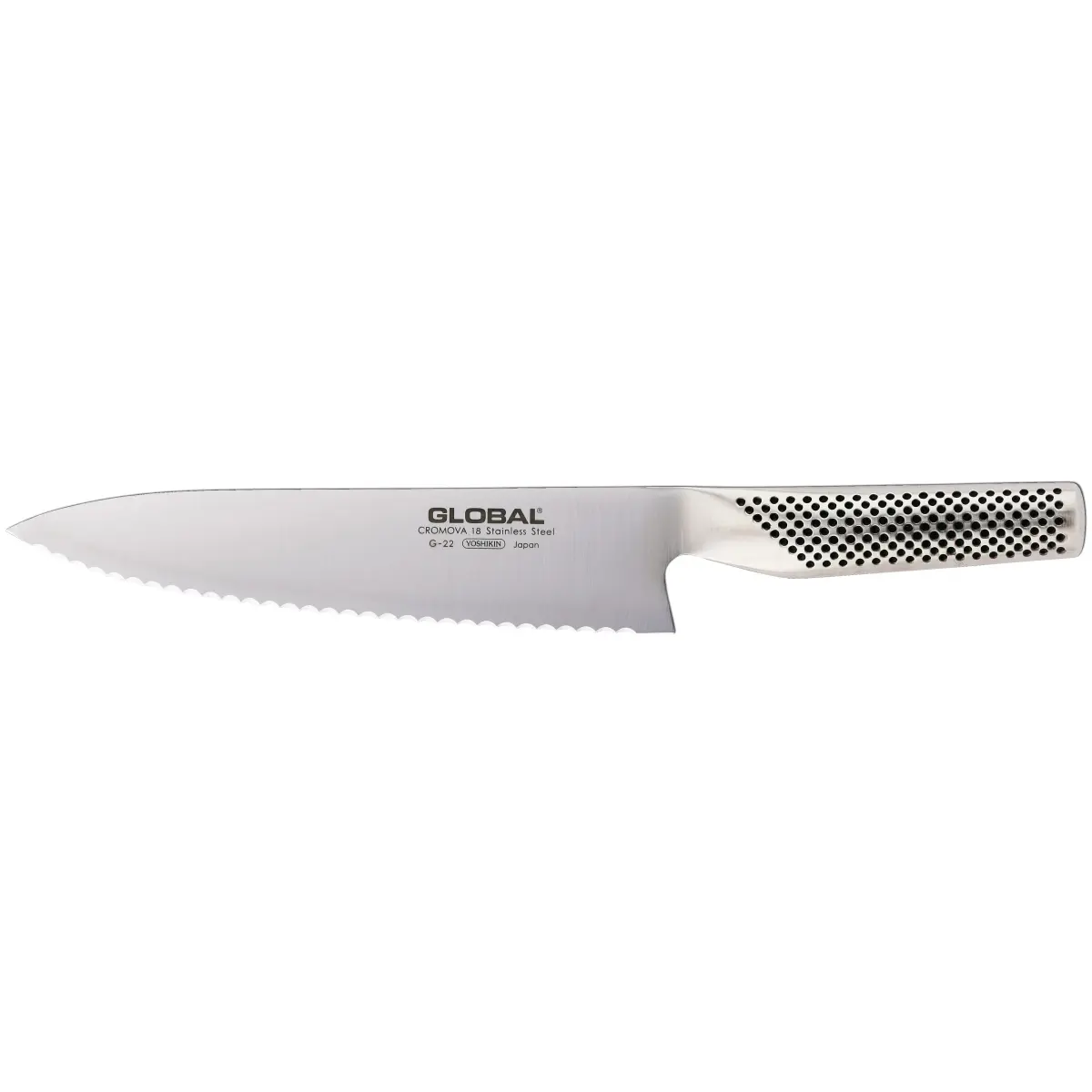 Global G-22R brødkniv 20 cm tagget, rustfritt stål