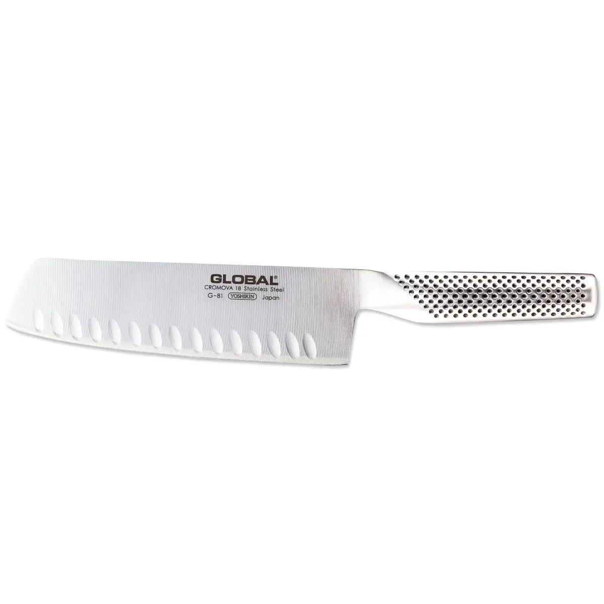 Global G-81 grønnsakskniv olivenslipt 18 cm, rustfritt stål