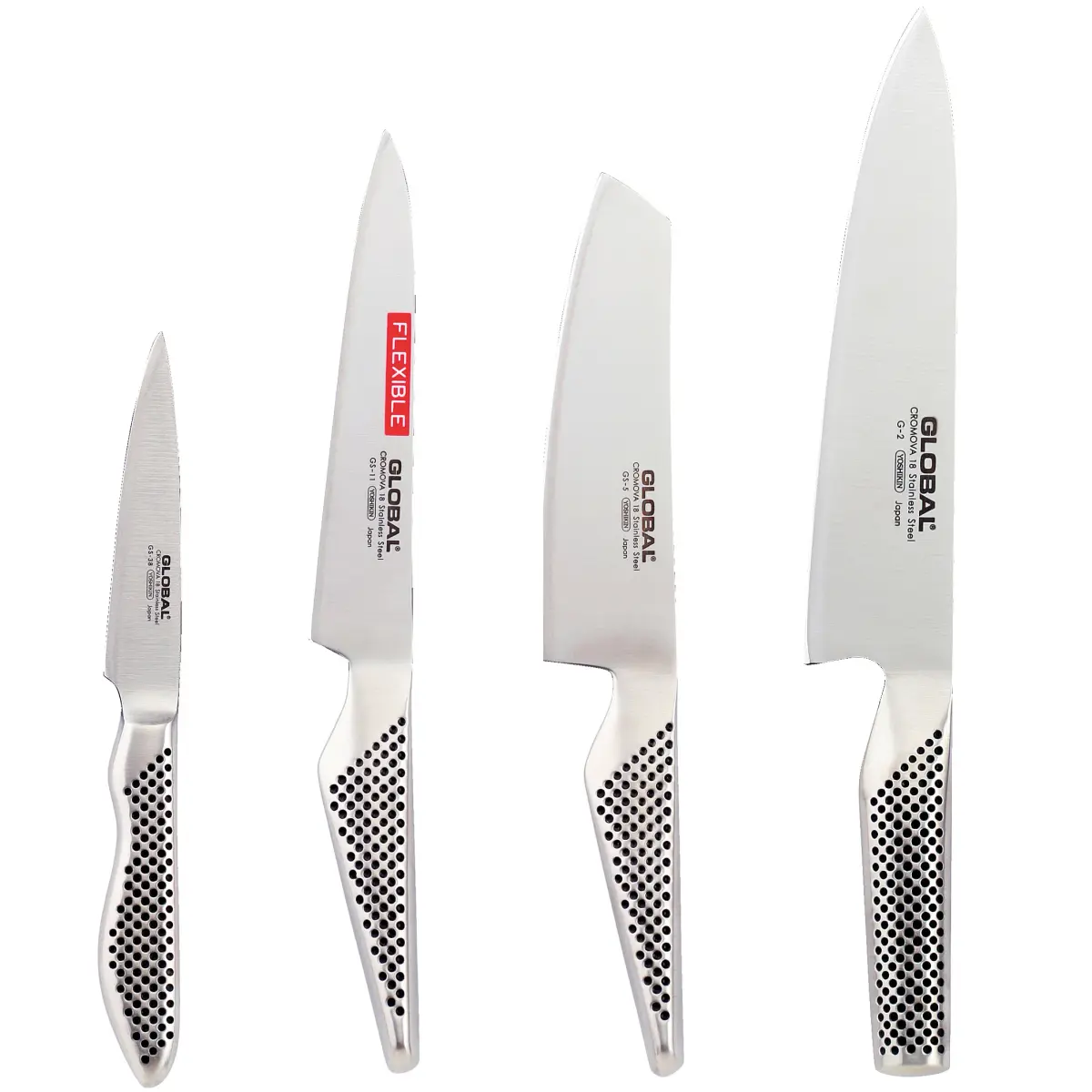 Global knivsett 4 deler, Rustfritt stål