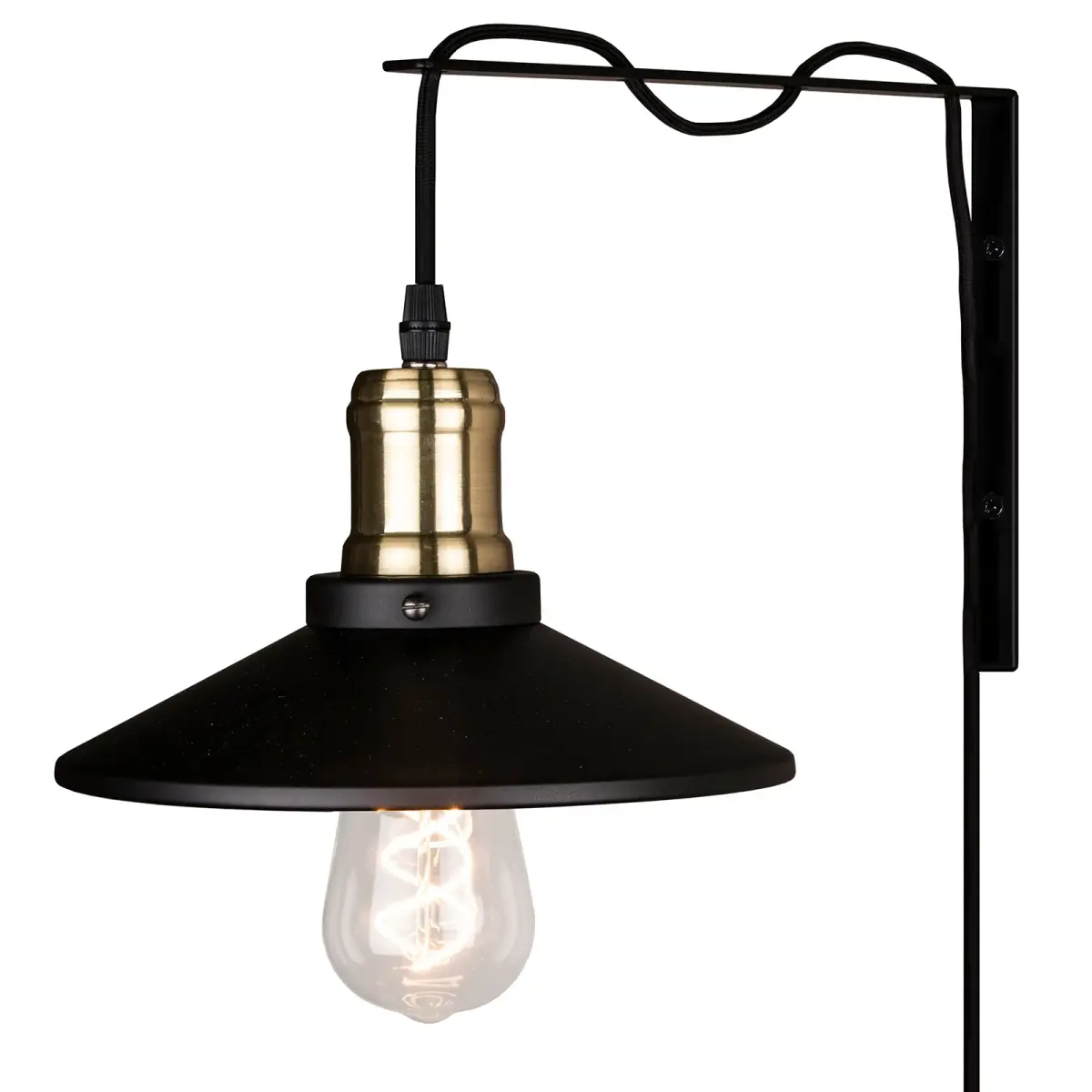 Disc vegglampe, Mattsvart-børstet messing
