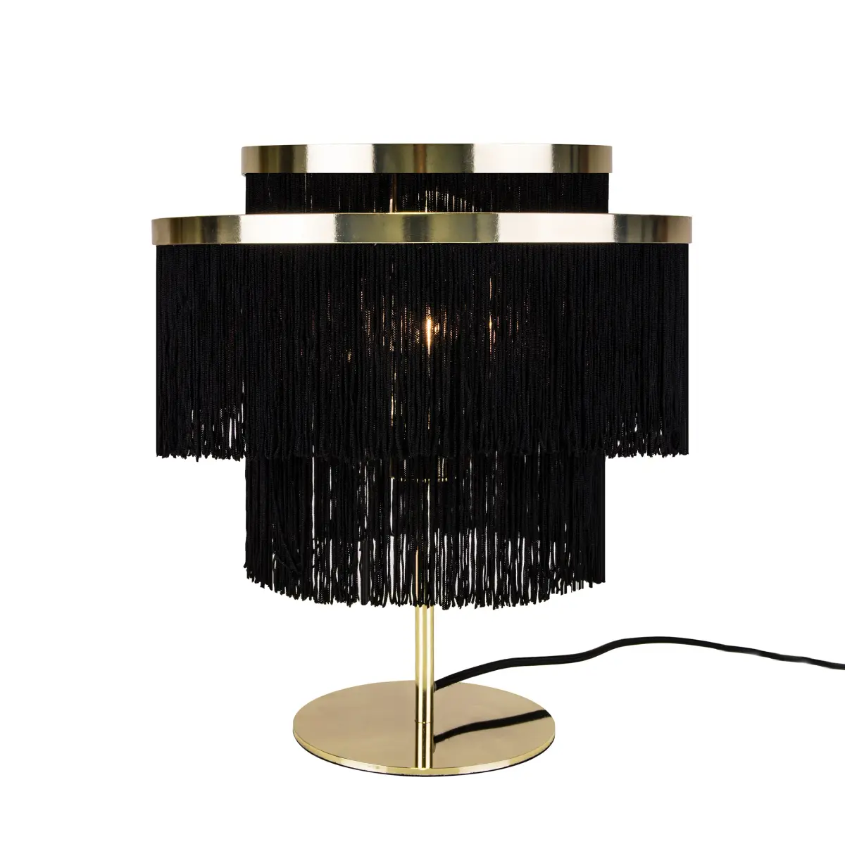 Frans bordlampe, svart, messing