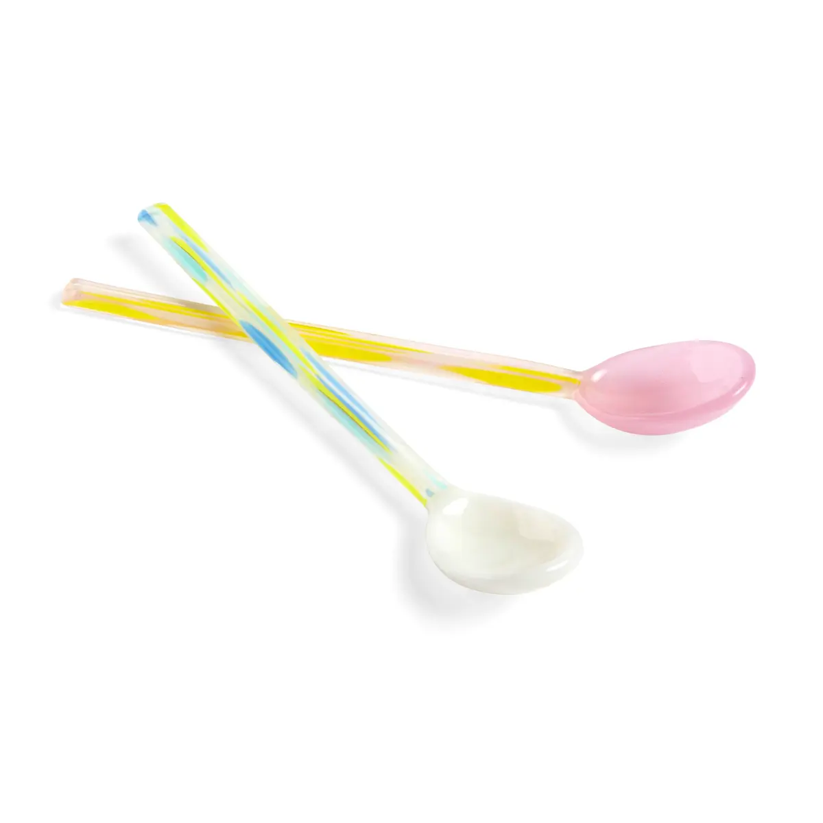 Flat glasskje 2-stk., Light pink-white