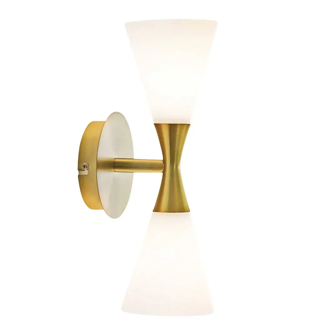 Harlekin duo vegglampe, messing-hvit