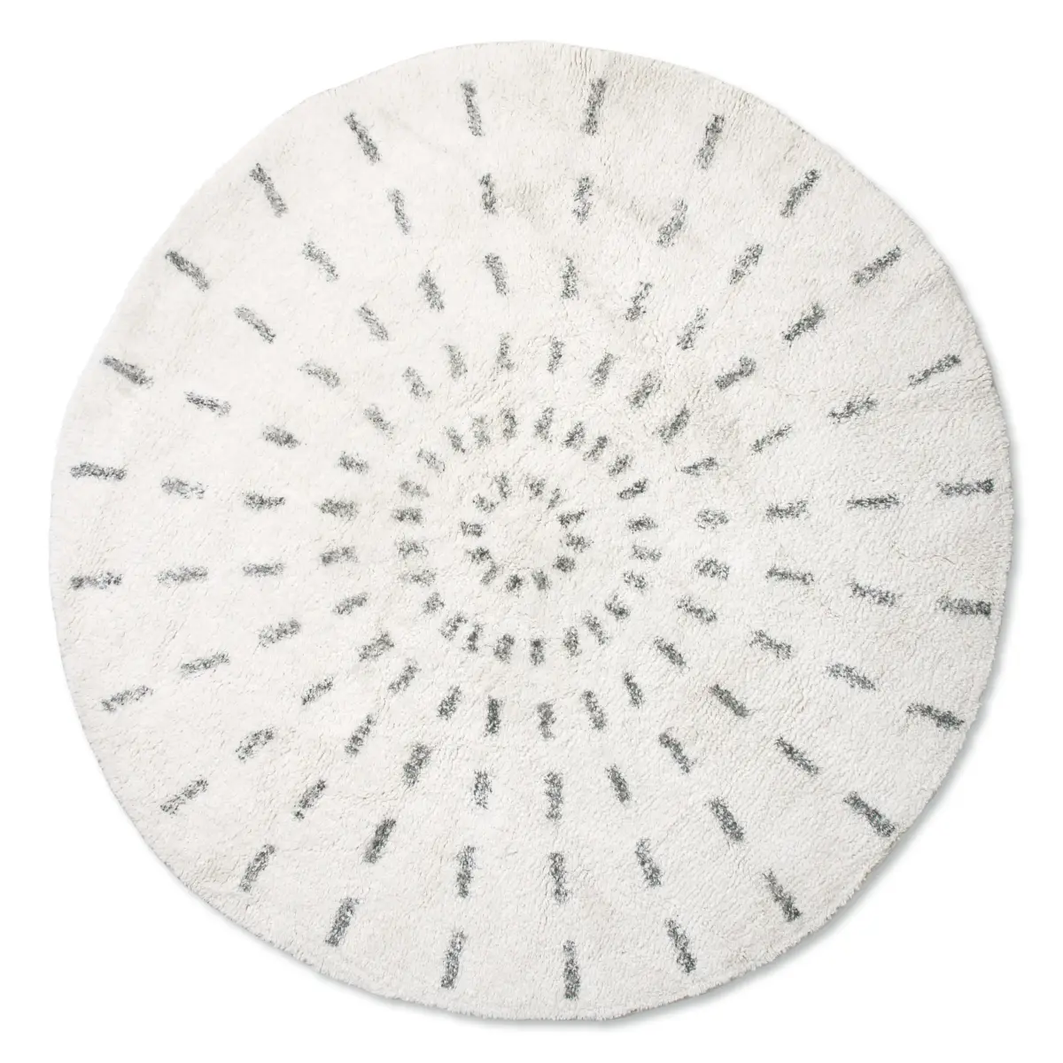 Swirl baderomsmatte Ø120 cm, Svart-hvit