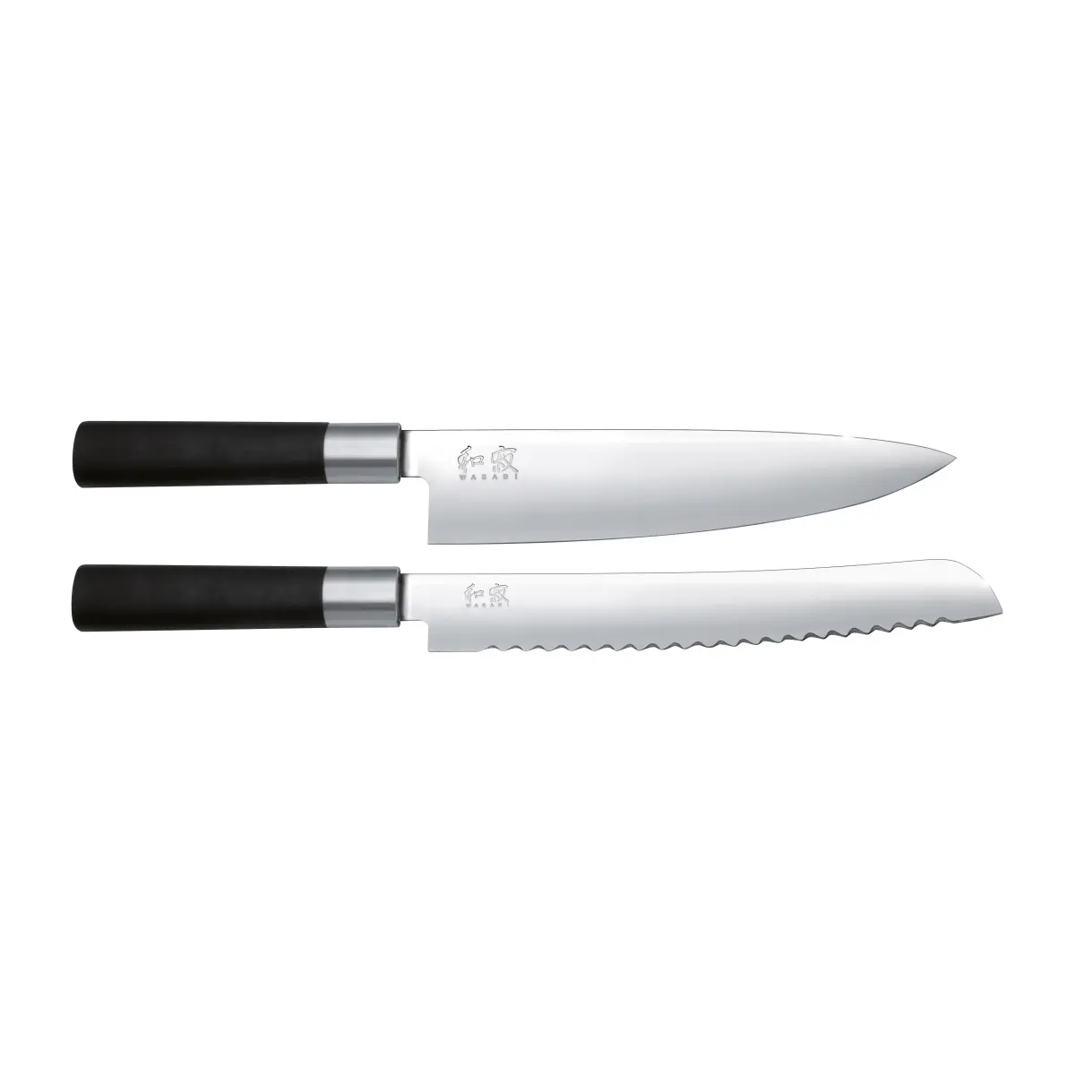 Kai Wasabi Black brød- og kokkekniv sett, 2 deler