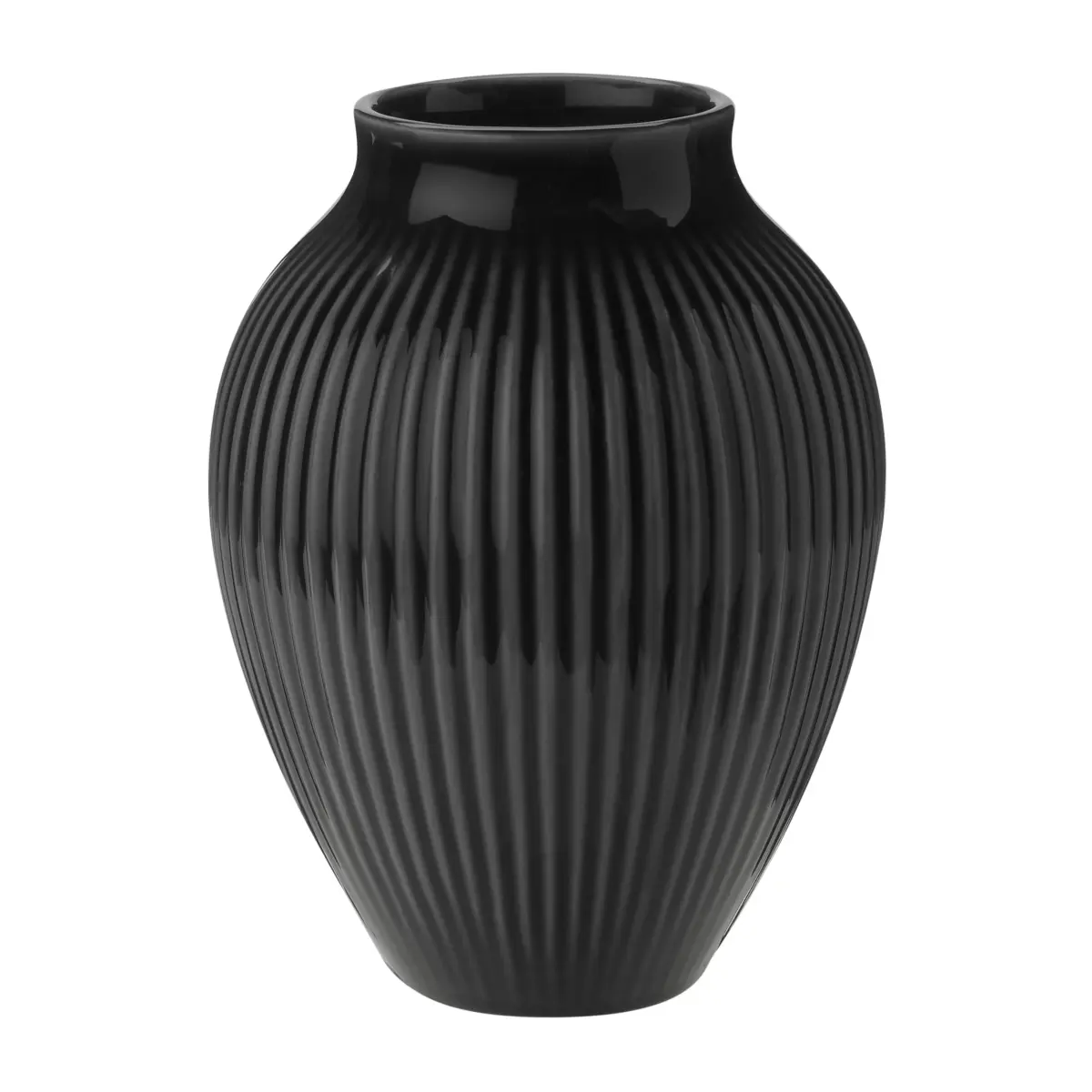 Knabstrup riflet vase 12,5 cm, Svart