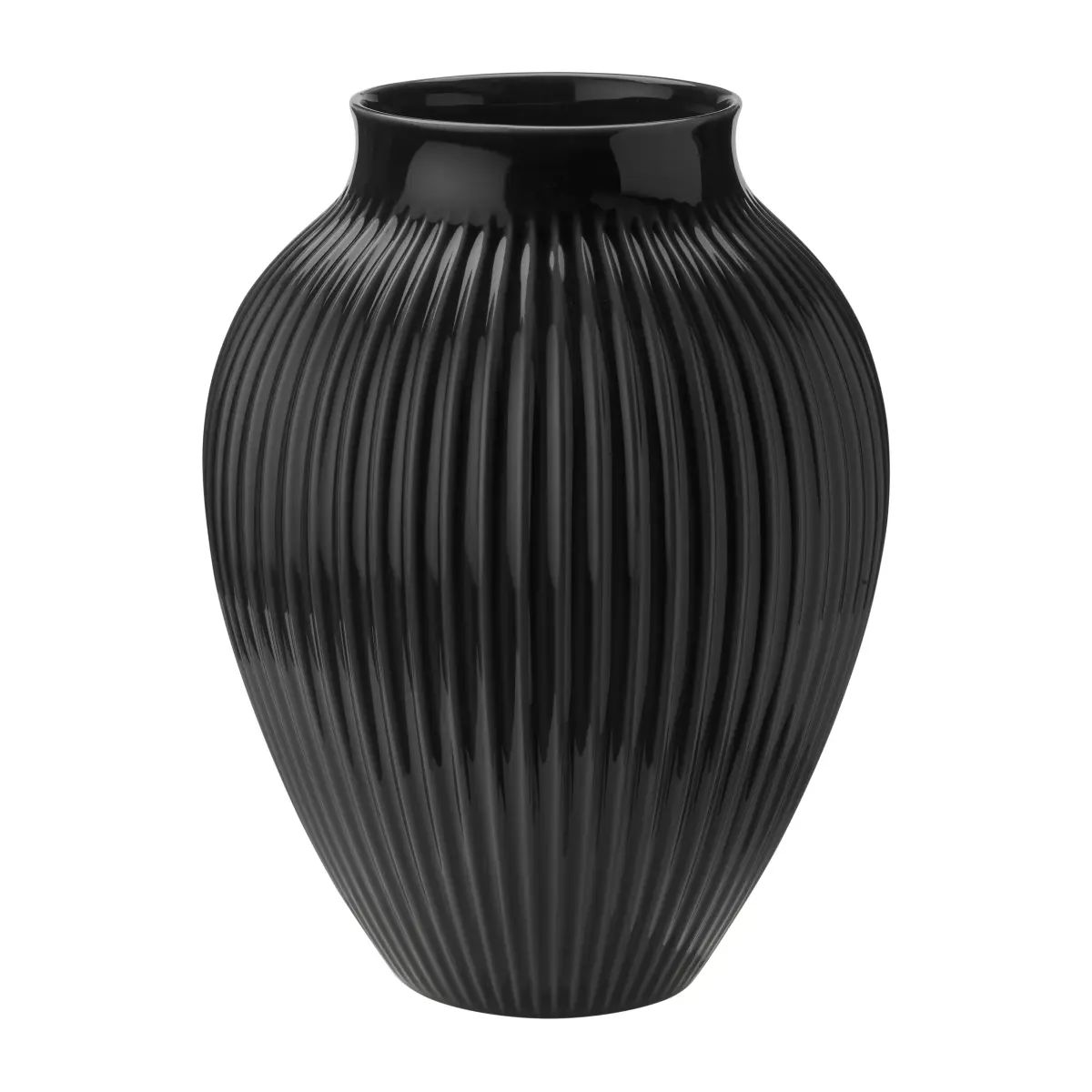 Knabstrup vase riflet 35 cm, Svart