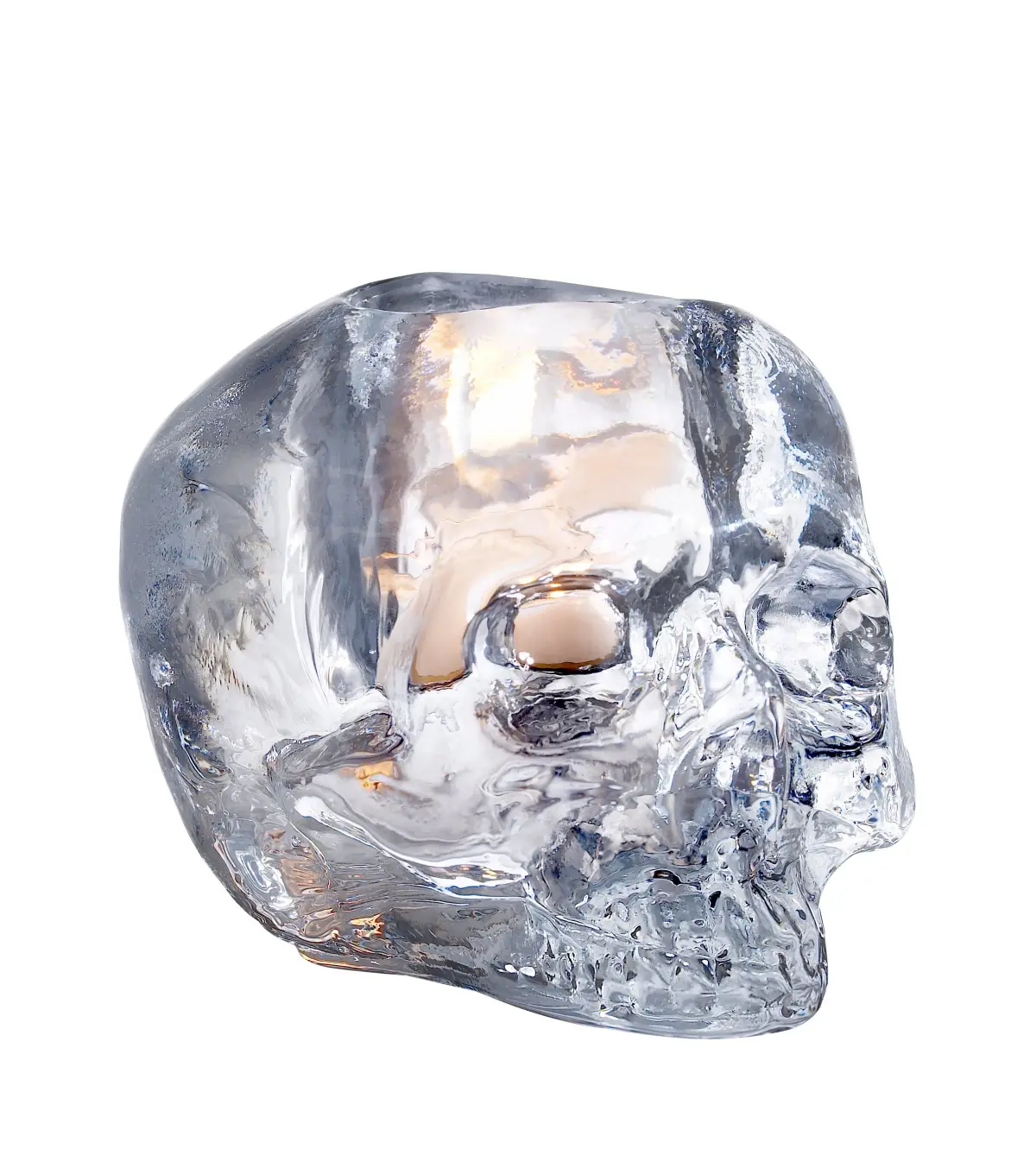 Skull Telysholder 8,5 cm, klart glass