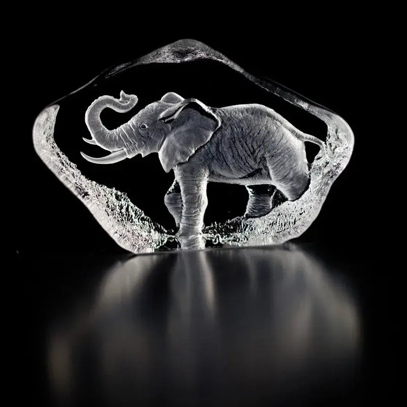 Wildlife glassminiatyr elefant, glass