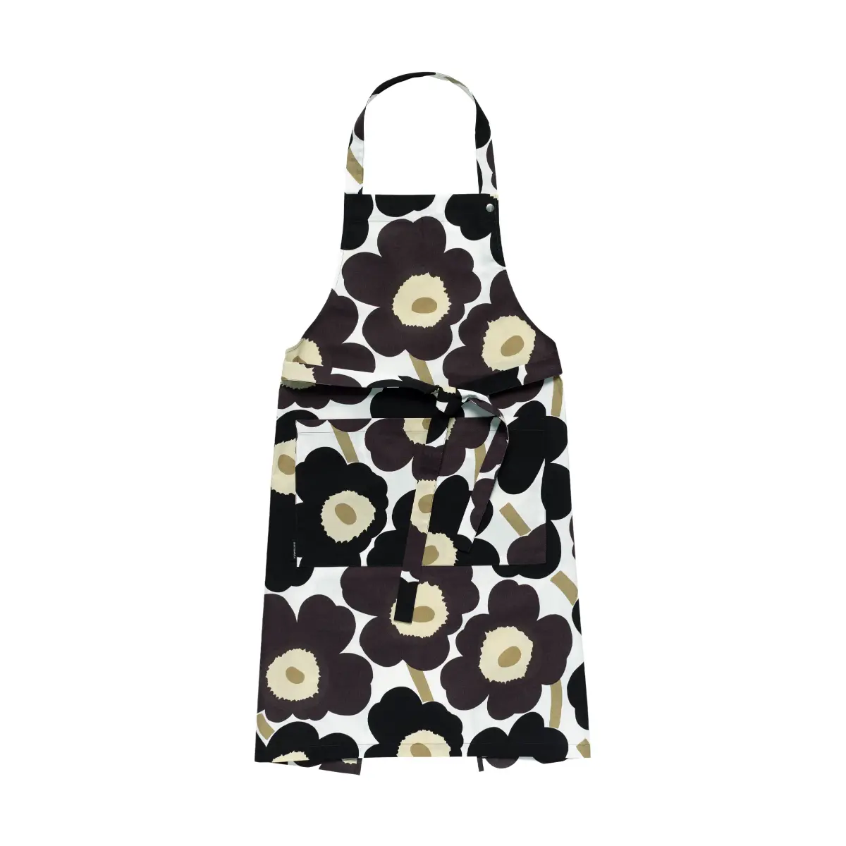 Pieni Unikko forkle, White-dark grey-beige