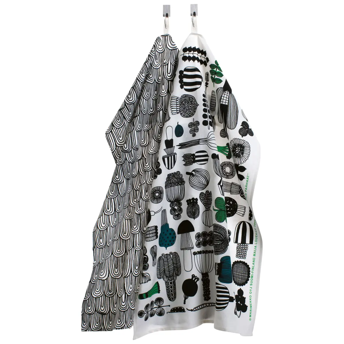 Puutarhurin parhaat kjøkkenhåndkle 47x70 cm 2-stk., Hvit-svart-grønn