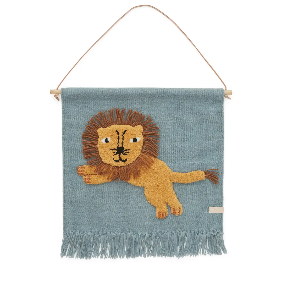 Jumping Lion veggdekorasjon 52x55 cm, Blå