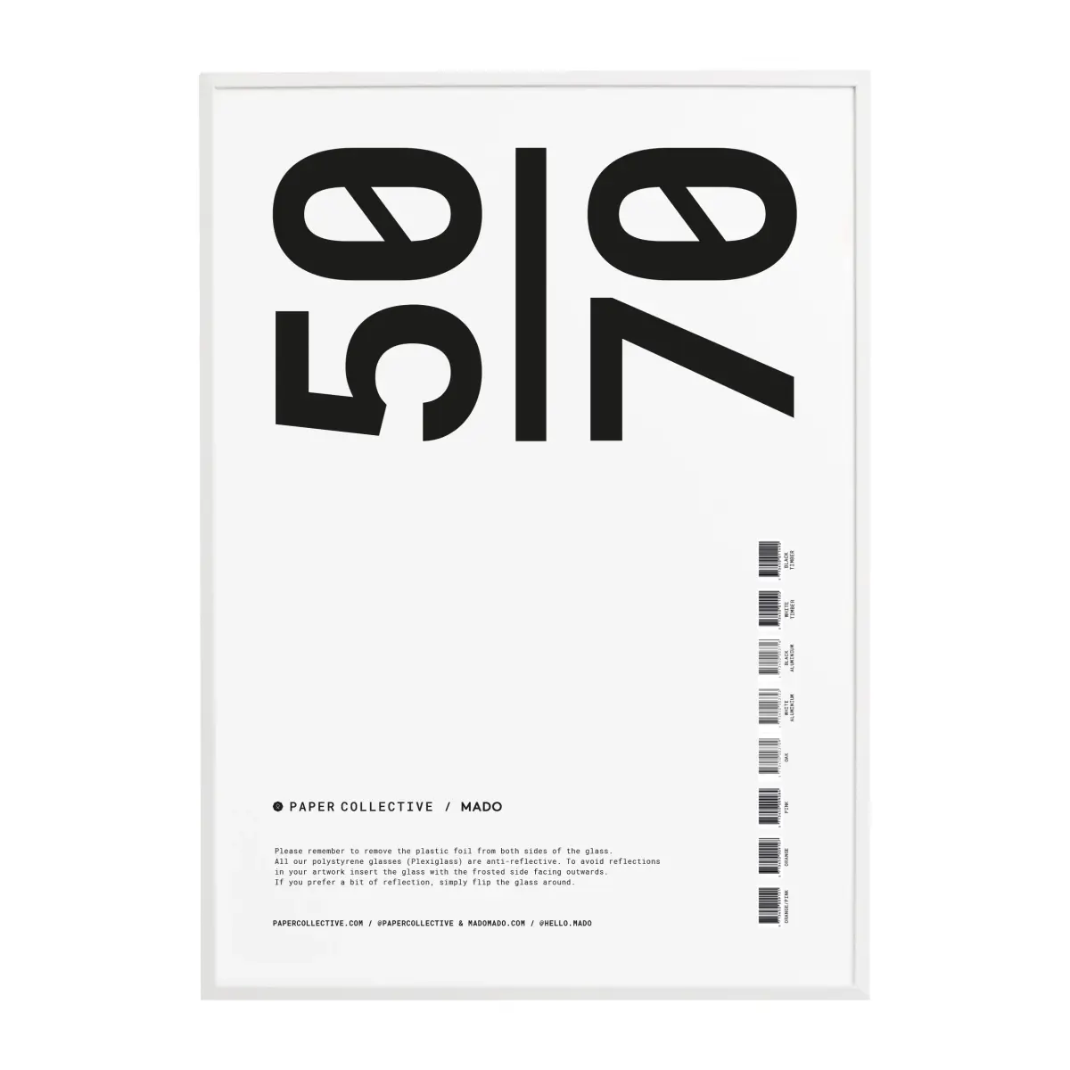 Paper Collective ramme plexiglass-hvit, 50x70 cm