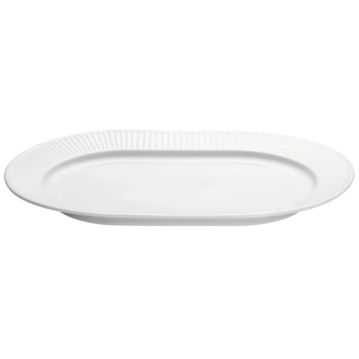 Plissé serveringsfat ovalt, Hvit
