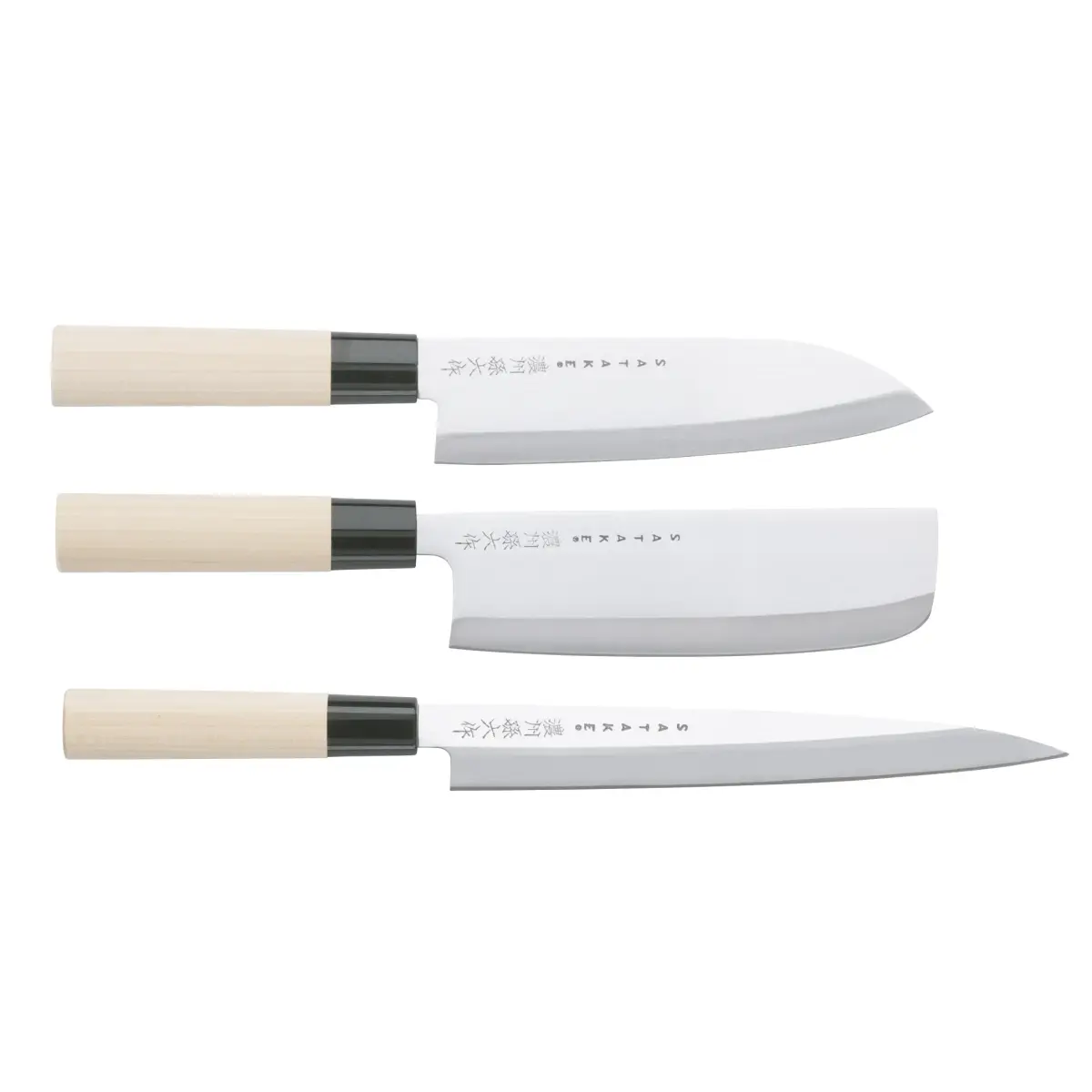 Satake Houcho knivsett nakiri, sashimi & santoku, 3 deler