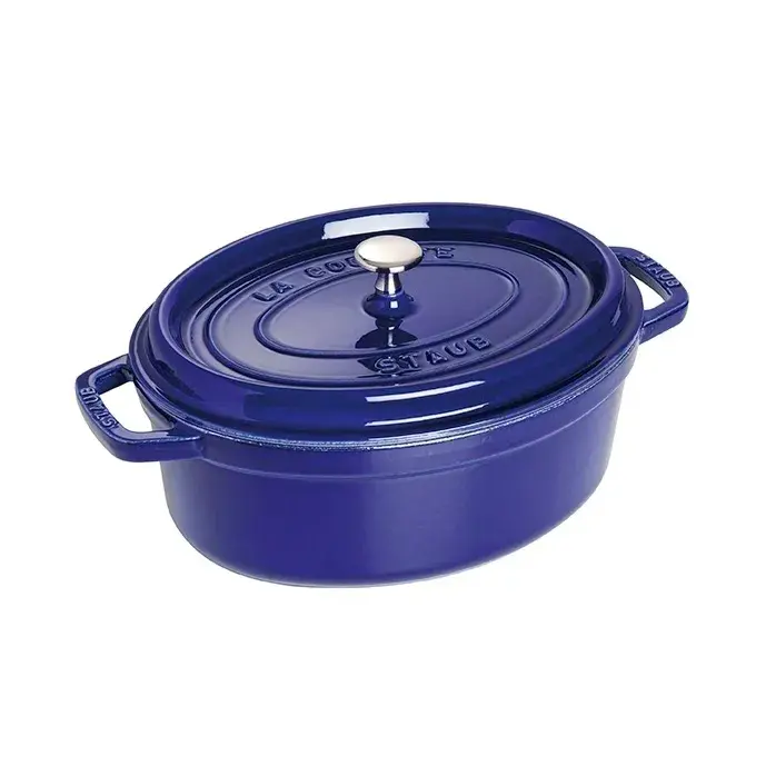 Staub oval gryte av støpejern, tre lager emalje 4,2 l, mørkeblå
