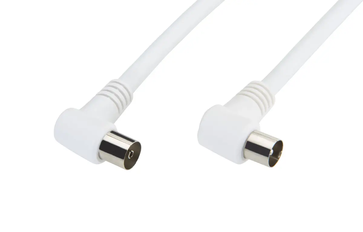 Luxorparts Vinklet antennekabel klasse A, hvit 2,5 m
