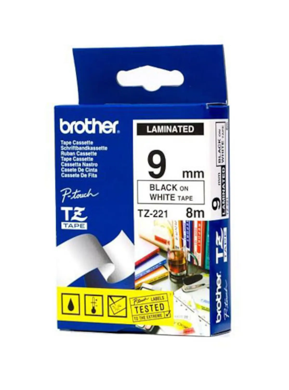 Brother TZe-tape 9 mm Svart/hvit