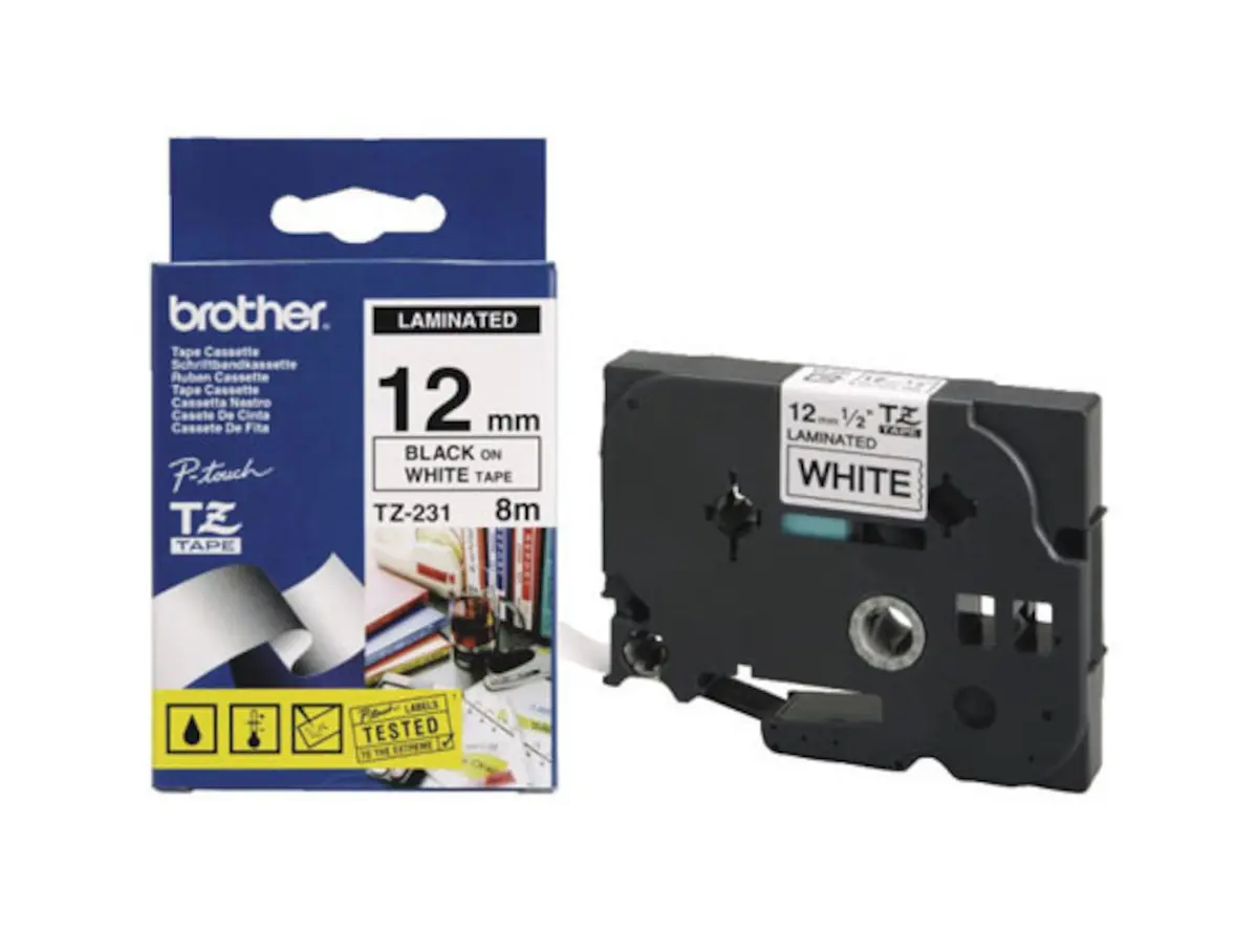 Brother TZe-tape 12 mm Svart/hvit