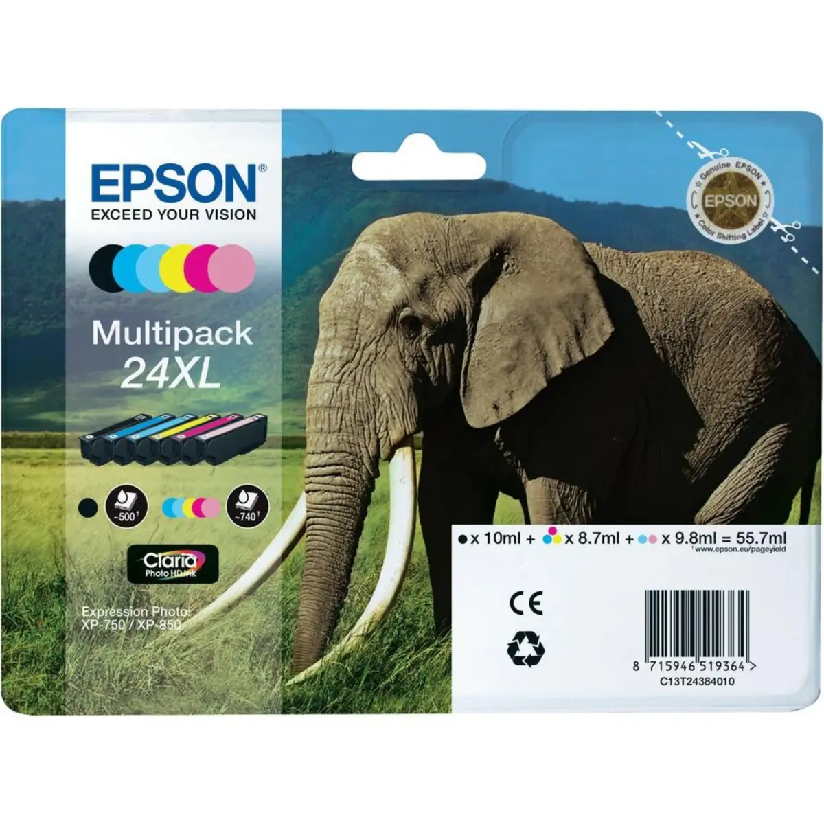 Epson T2438 Blekkpatroner XL, 6-pakning
