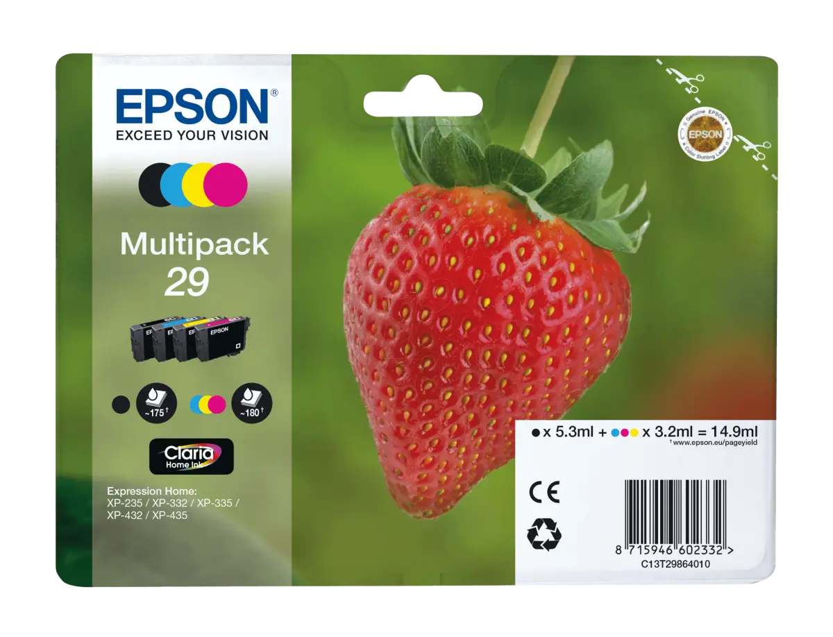 Epson T29 blekkpatron, 4-pk.