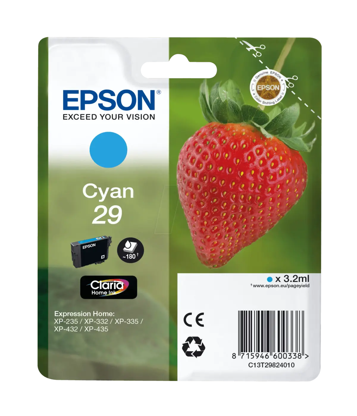 Epson T2982 blekkpatron, cyan