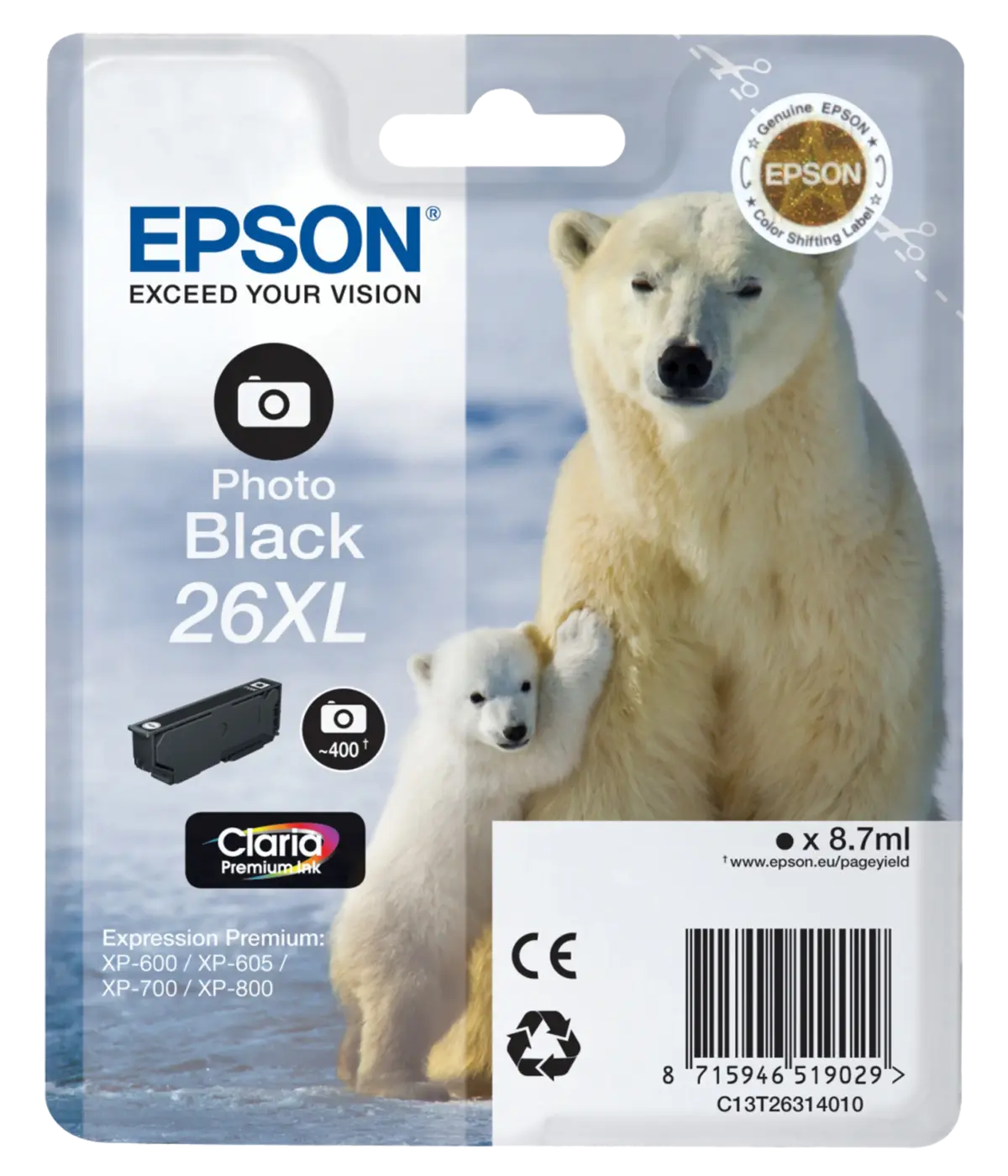 Epson T2631 XL Blekkpatron, fotosvart