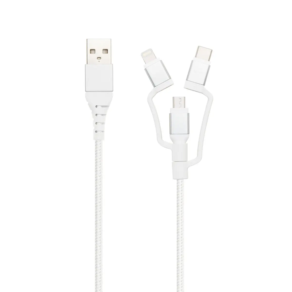 Linocell Premium USB-A til Micro-USB, Lightning og USB-C adapter Hvit