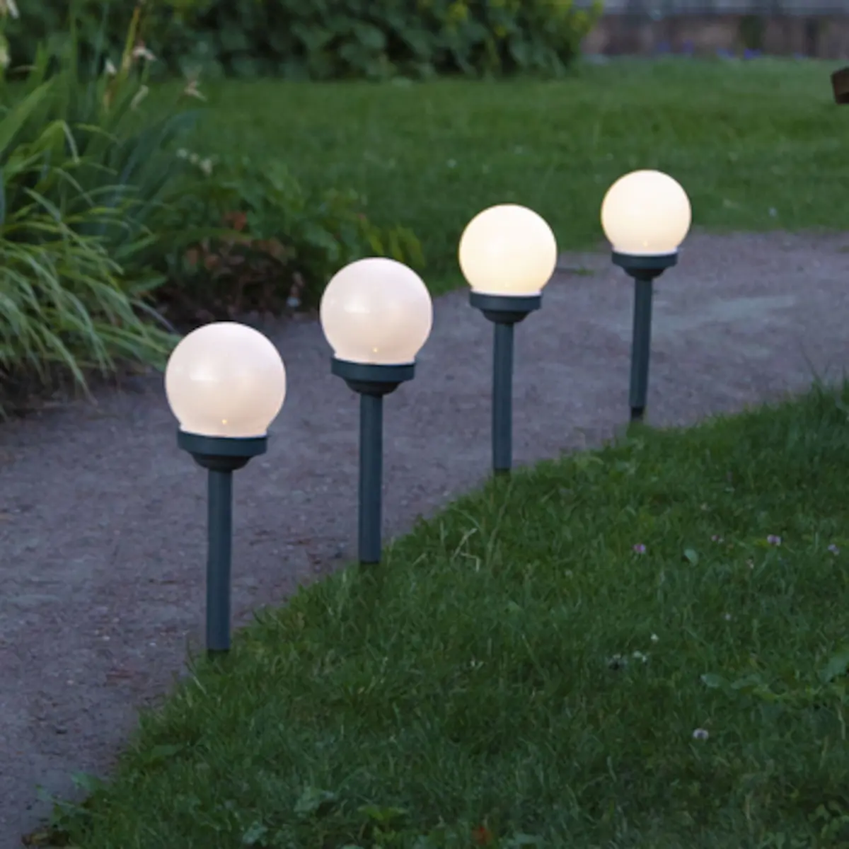 Solcelledrevet LED-lampe Ø10 cm 4-pk.