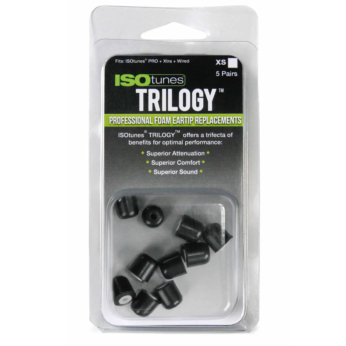 Isotunes Skumgummiputer 5-pk. XS