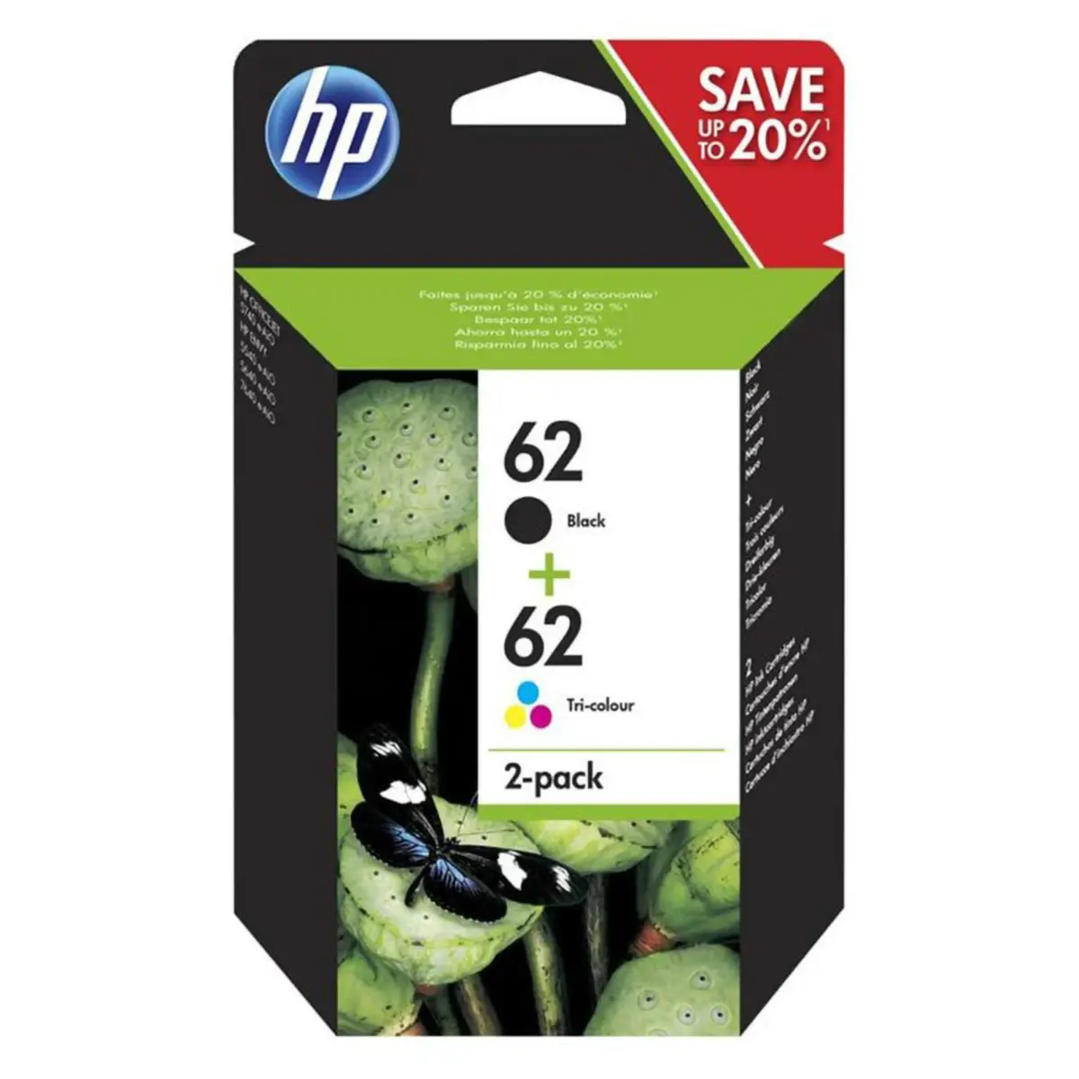 HP 62 Blekkpatroner 2-pk.