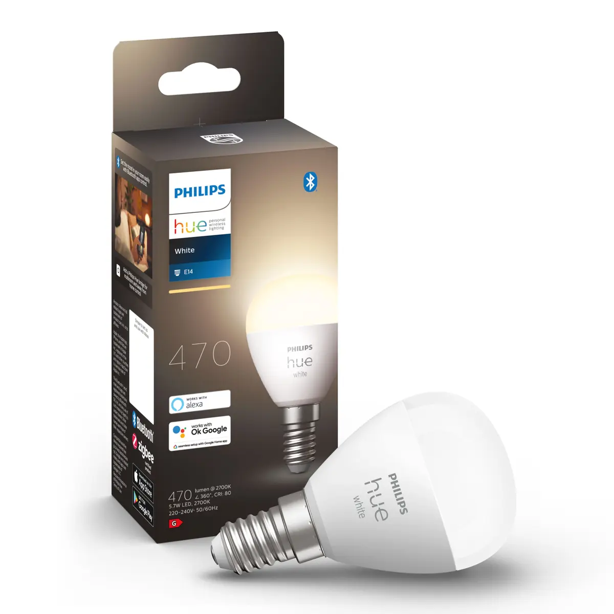 Philips Hue Luster Smart LED-pære E14 470 lm 1-pk.