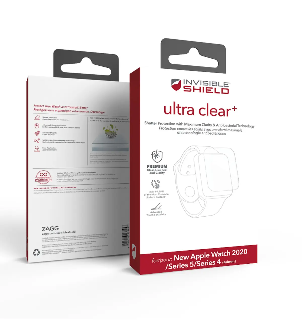 Invisible Shield Ultra Clear+ Skjermbeskytter for Apple Watch 5/6/SE 44 mm