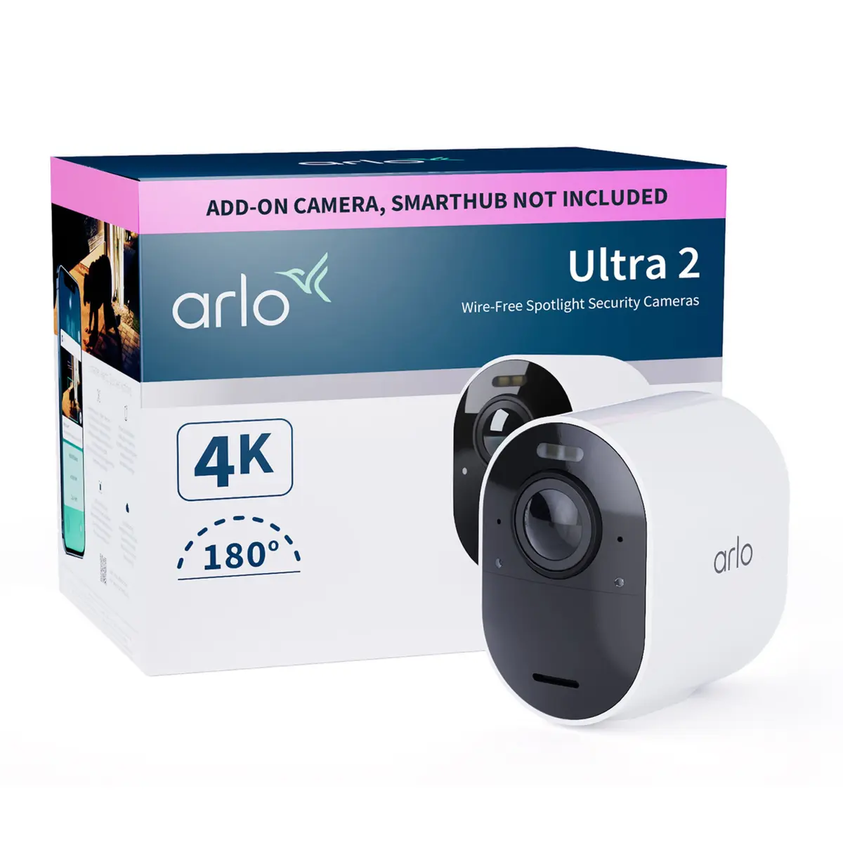 Arlo Ultra 2 Spotlight Ekstra Trådløst overvåkingskamera 1-pk. Hvit