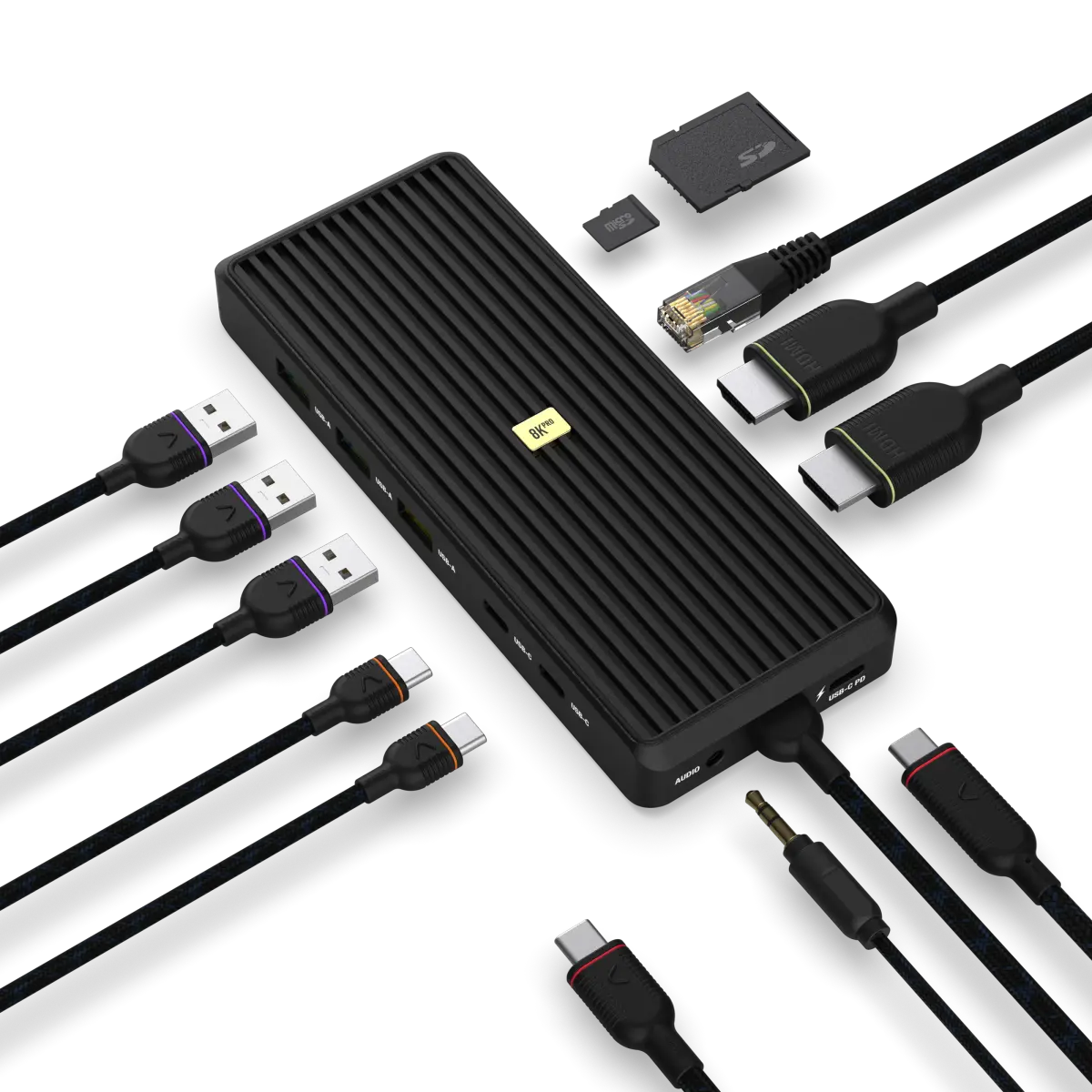 Unisynk USB-C-Hub 12 porter 8K for to skjermer