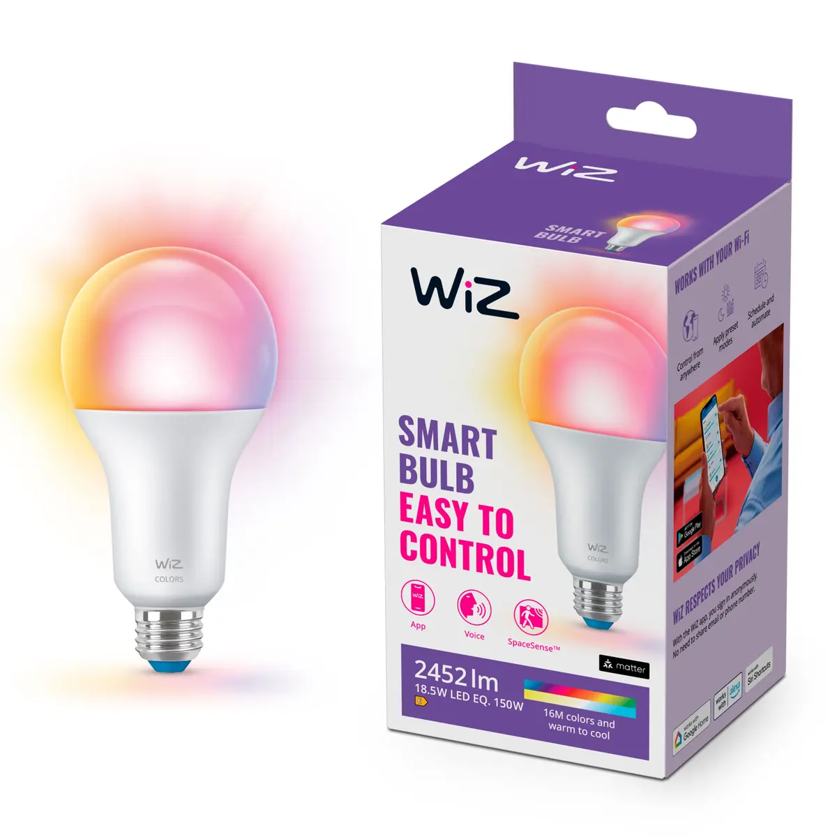 WiZ Color High Lumen A80 Smart LED-pære E27 2452 lm