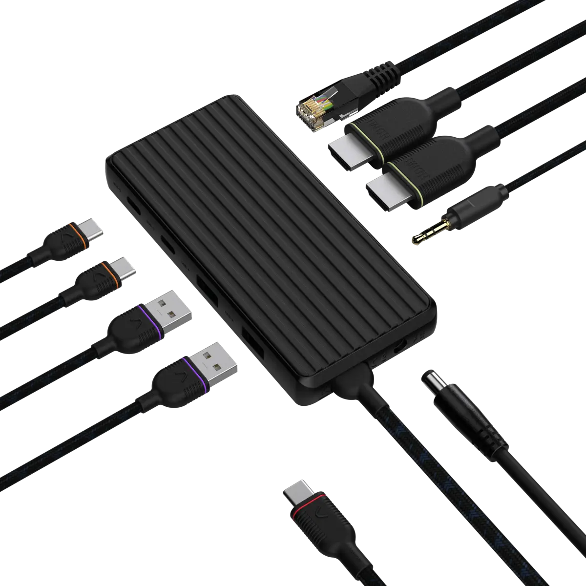 Unisynk USB-C-dokkingstasjon 9 porter 4K for to skjermer