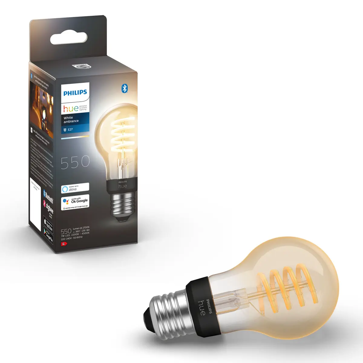 Philips Hue Filament A60 E27 Smart LED-pære 550 lm