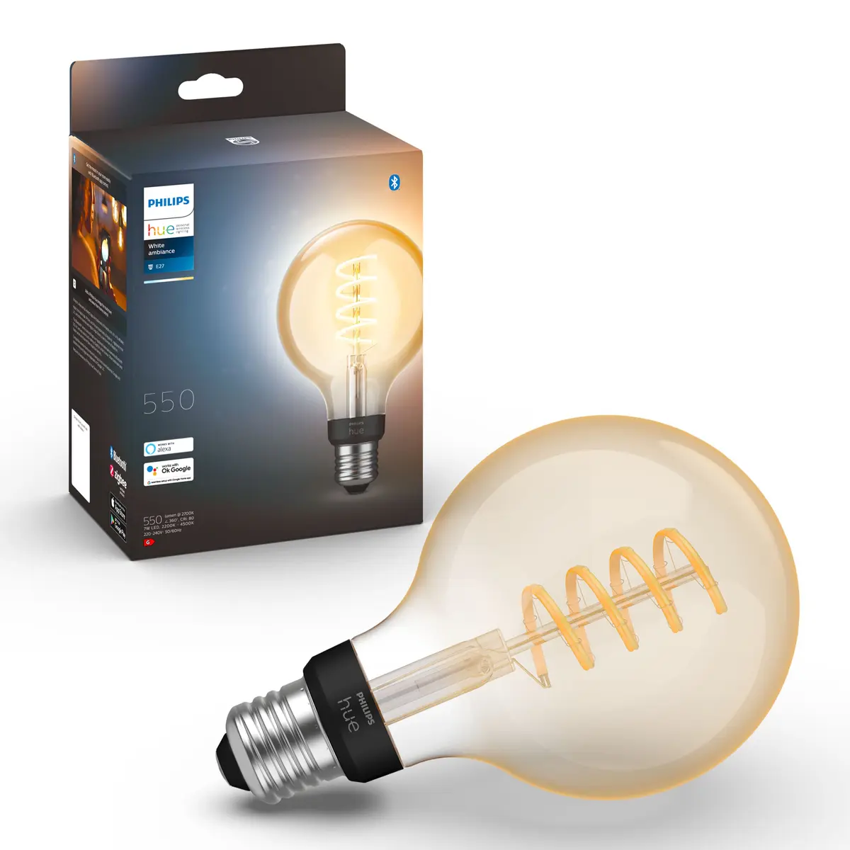 Philips Hue Filament G93 E27 Smart LED-pære 550 lm