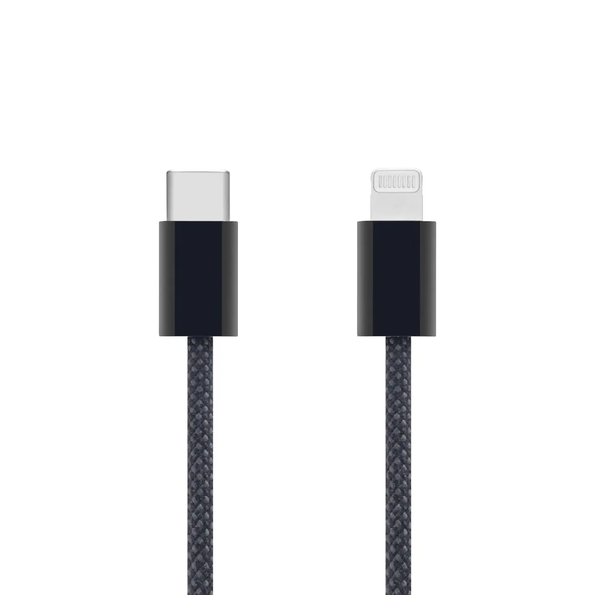 Linocell Flettet USB-C- til Lightning-kabel Svart 2 m