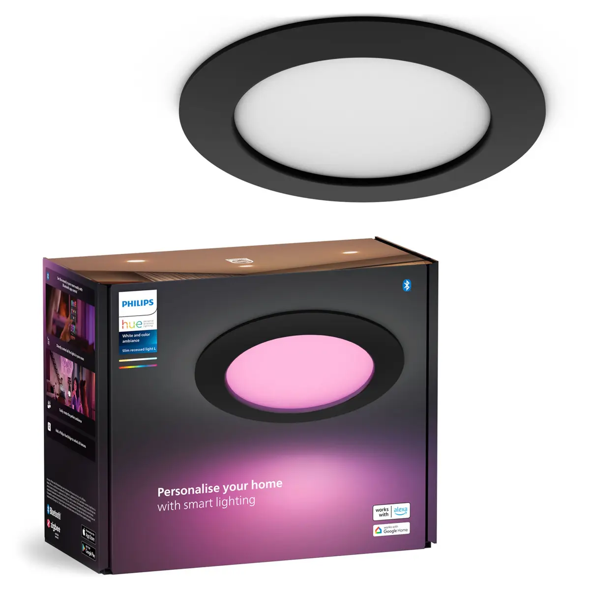 Philips Hue Slank innfelt belysning Ø170 mm Svart